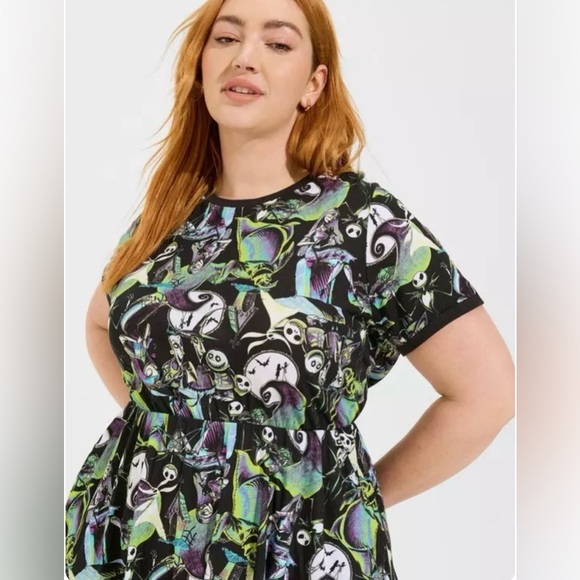 Torrid Disney Nightmare Before Christmas Halloween Gothic skater  dress Size 2 - Picture 3 of 9